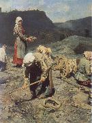 Nikolai Kasatkin Poor People Collecting Coal in an Abandoned Pit oil painting reproduction